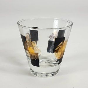 Vintage‎ Atomic Double Shot Glasses Black Block Gold Starburst